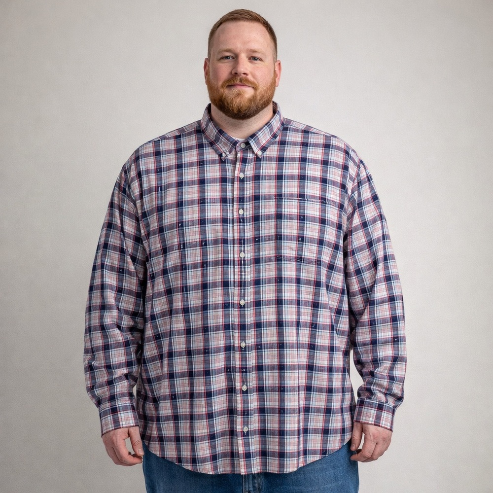 Tailorbyrd Red and Blue Plaid Casual Shirt men’s XXL